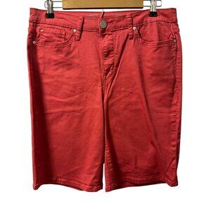 Seven7 Womens Sunset Bermuda Pink  Denim Shorts Size 12 Cotton Blend
